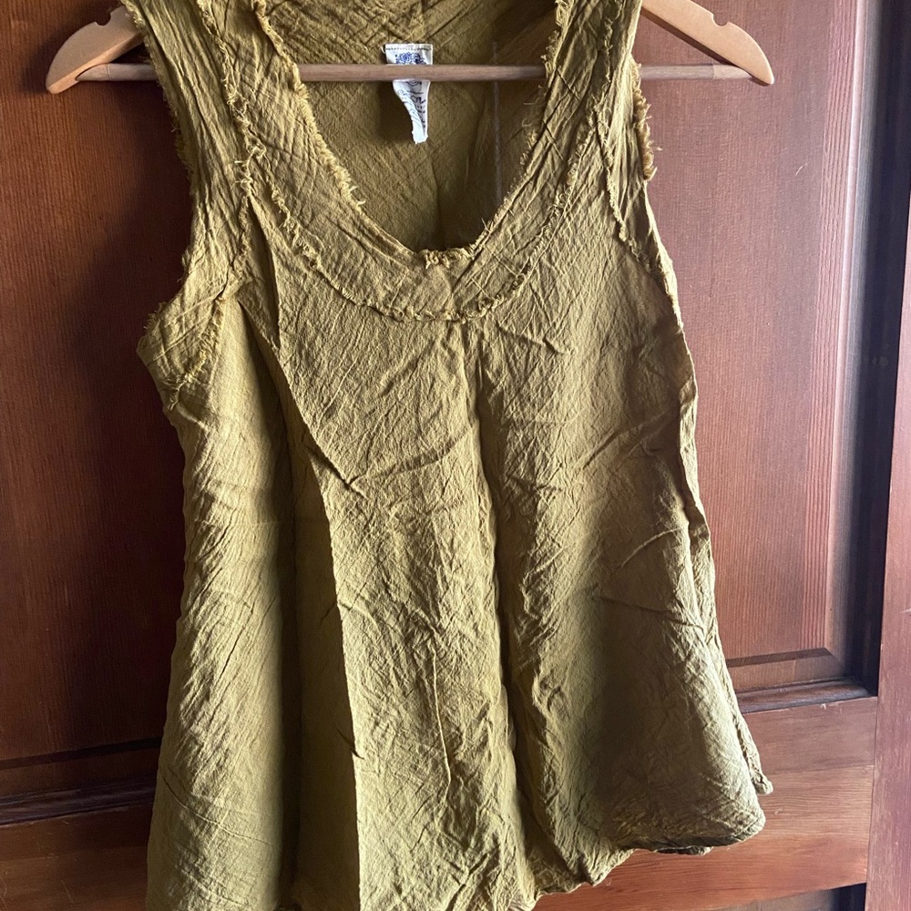 Cotton Flower Green Gauze Tank Top
